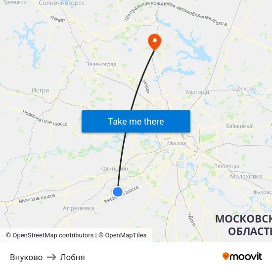 Внуково to Лобня map