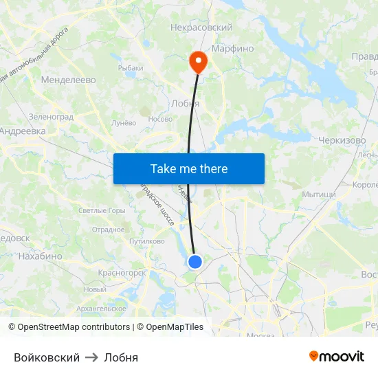Войковский to Лобня map