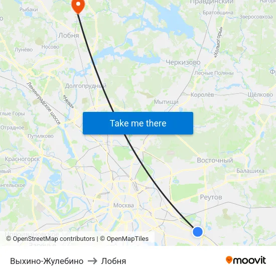 Выхино-Жулебино to Лобня map