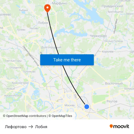Лефортово to Лобня map