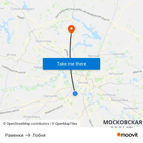 Раменки to Лобня map