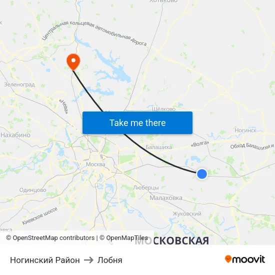 Ногинский Район to Лобня map