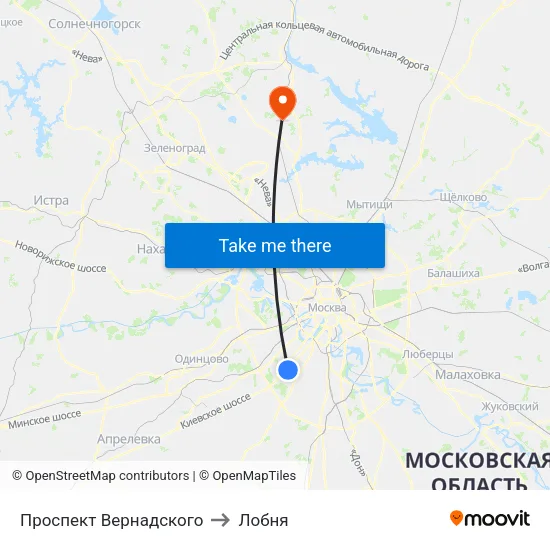 Проспект Вернадского to Лобня map