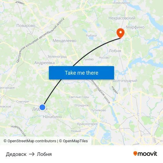 Дедовск to Лобня map