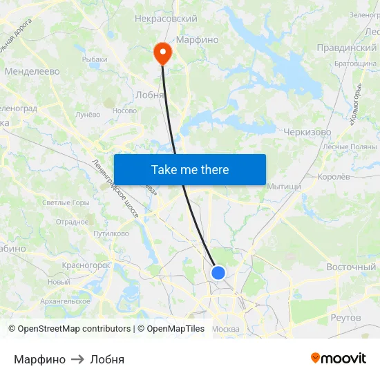 Марфино to Лобня map