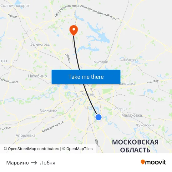 Марьино to Лобня map