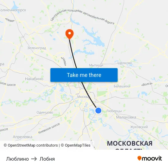 Люблино to Лобня map