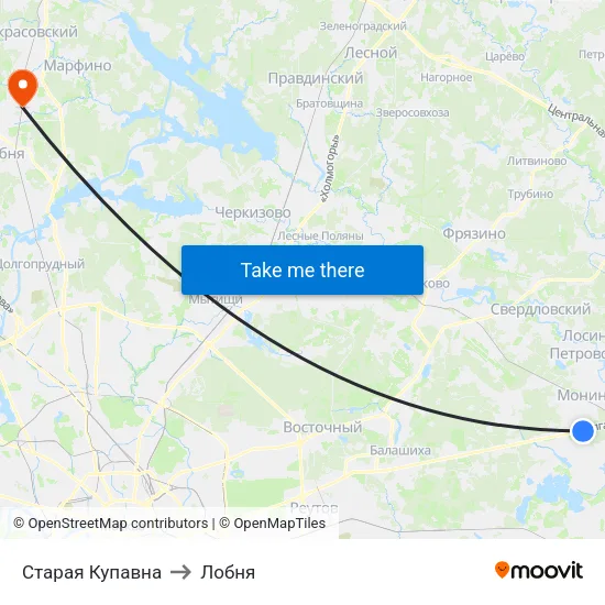 Старая Купавна to Лобня map