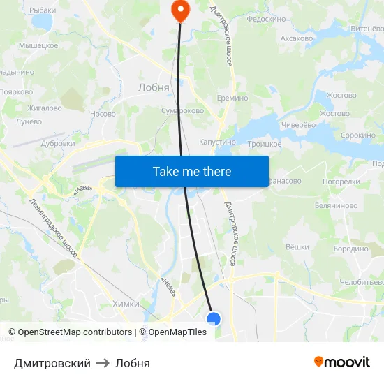 Дмитровский to Лобня map