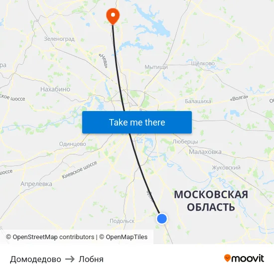 Домодедово to Лобня map