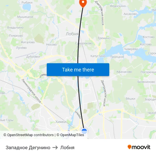 Западное Дегунино to Лобня map