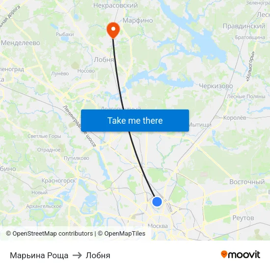 Марьина Роща to Лобня map