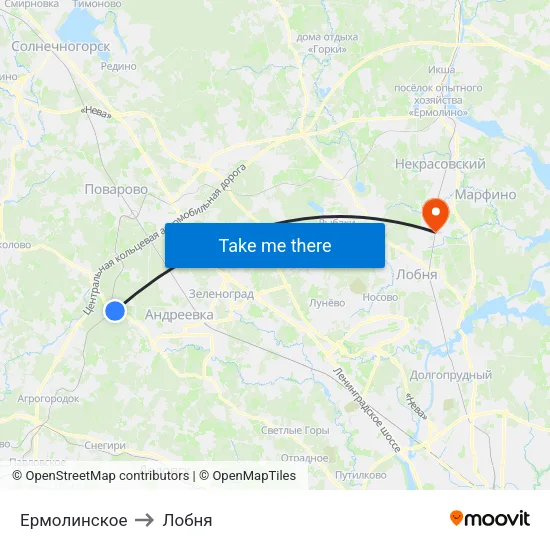 Ермолинское to Лобня map