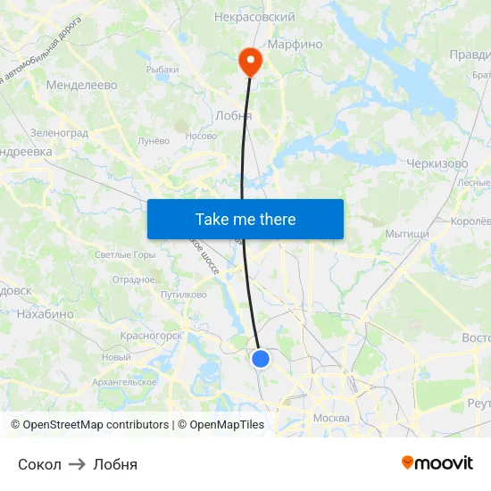 Сокол to Лобня map