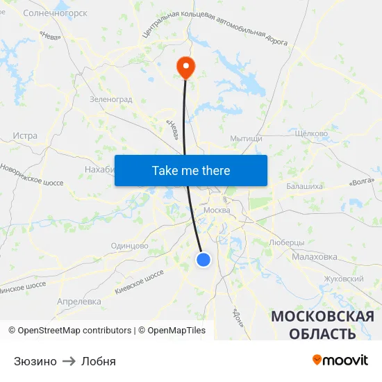 Зюзино to Лобня map