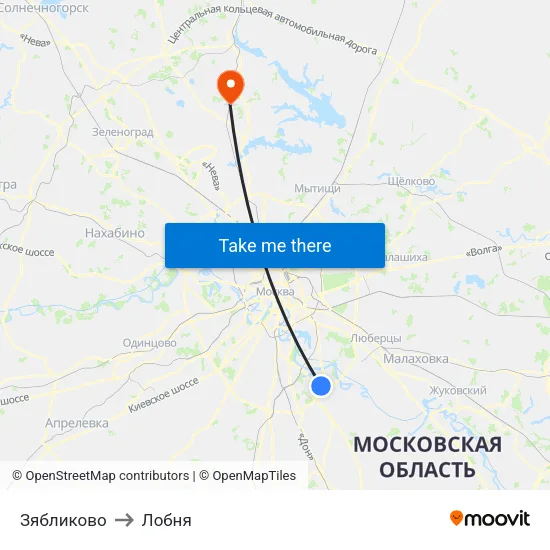 Зябликово to Лобня map