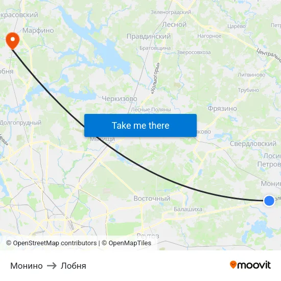 Монино to Лобня map
