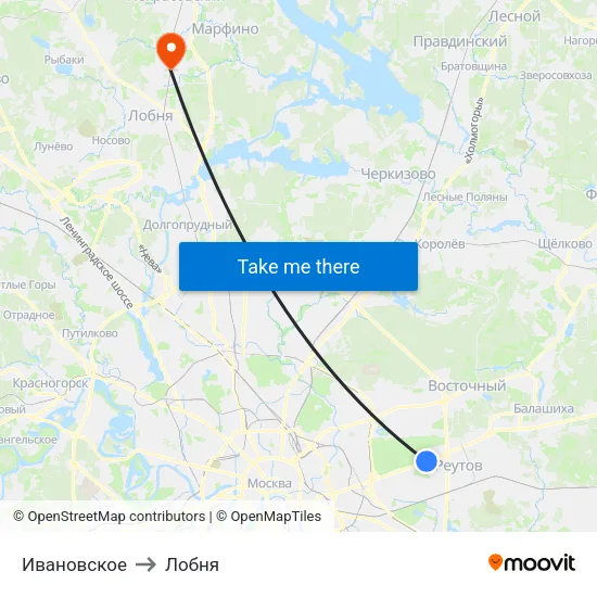 Ивановское to Лобня map