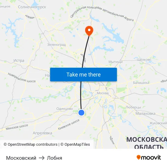 Московский to Лобня map