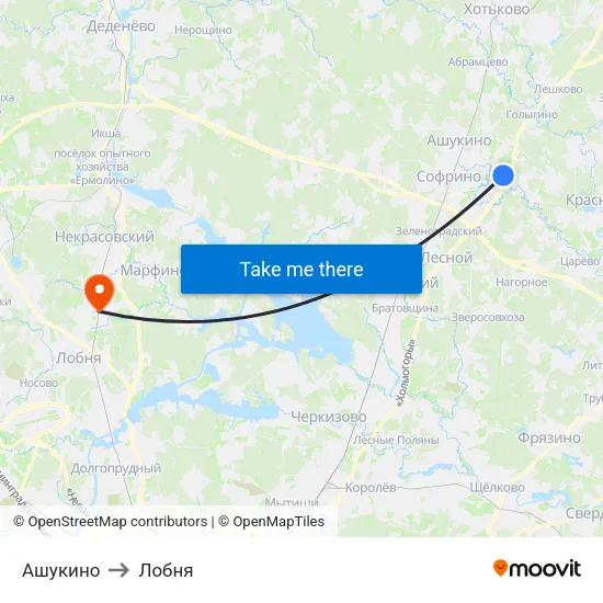 Ашукино to Лобня map