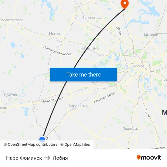 Наро-Фоминск to Лобня map