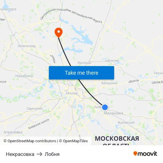 Некрасовка to Лобня map