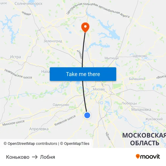 Коньково to Лобня map