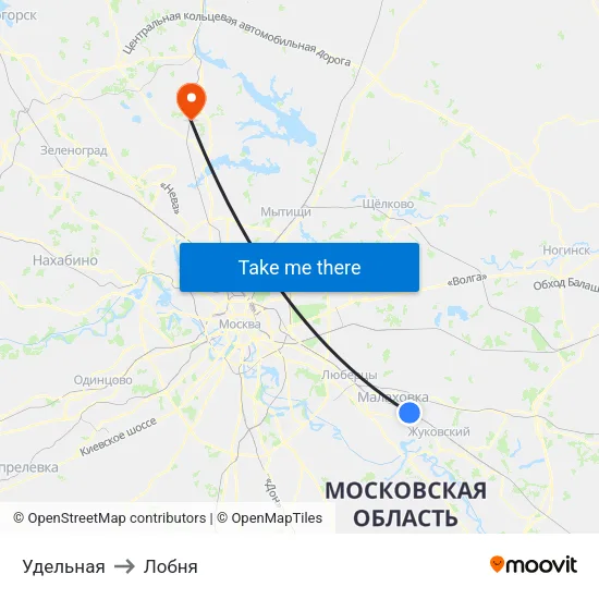 Удельная to Лобня map