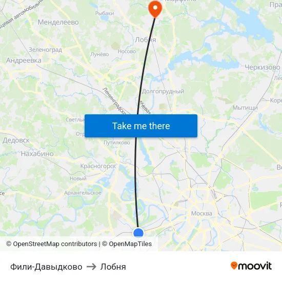 Фили-Давыдково to Лобня map