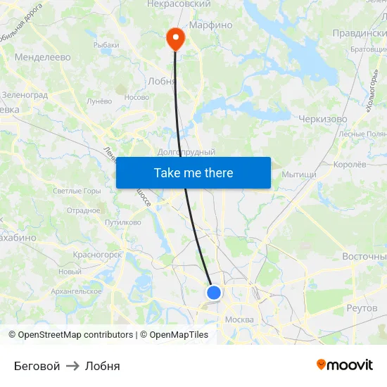Беговой to Лобня map