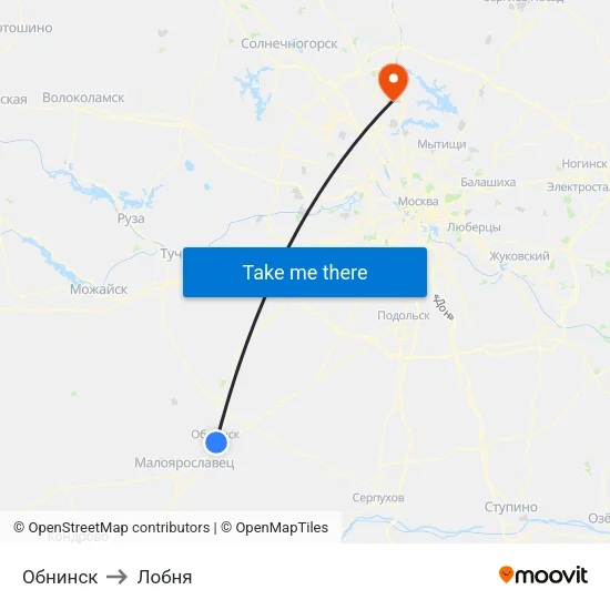 Обнинск to Лобня map