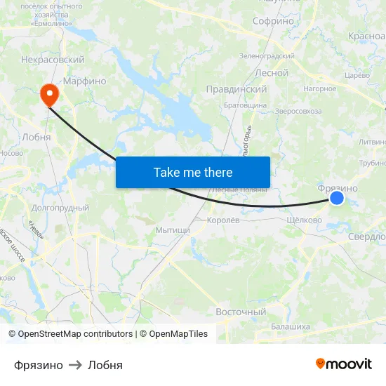 Фрязино to Лобня map