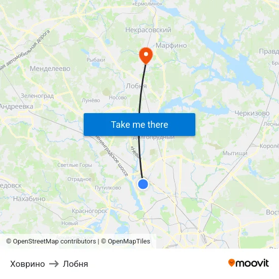 Ховрино to Лобня map
