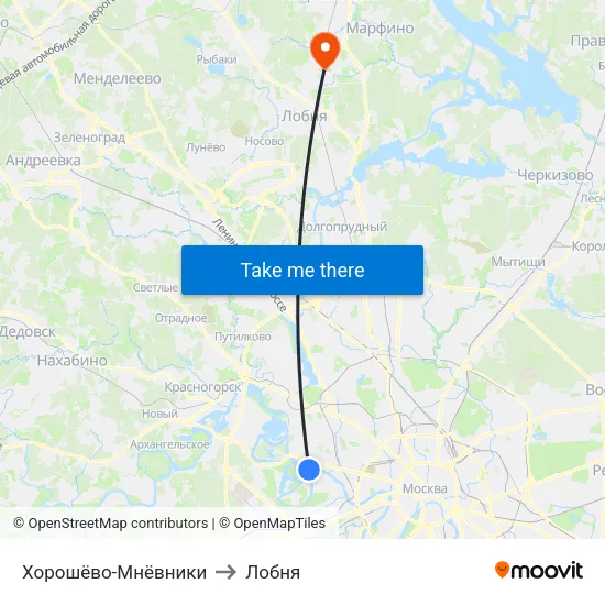 Хорошёво-Мнёвники to Лобня map