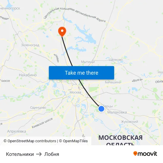 Котельники to Лобня map