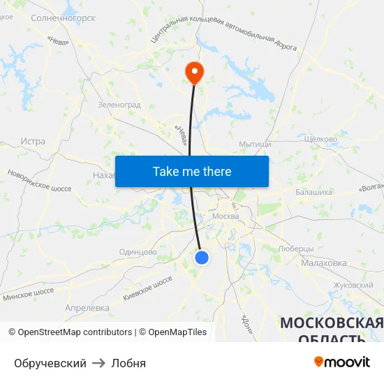 Обручевский to Лобня map