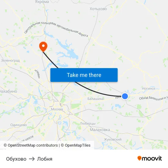 Обухово to Лобня map