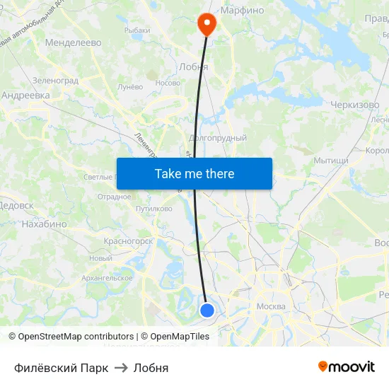 Филёвский Парк to Лобня map