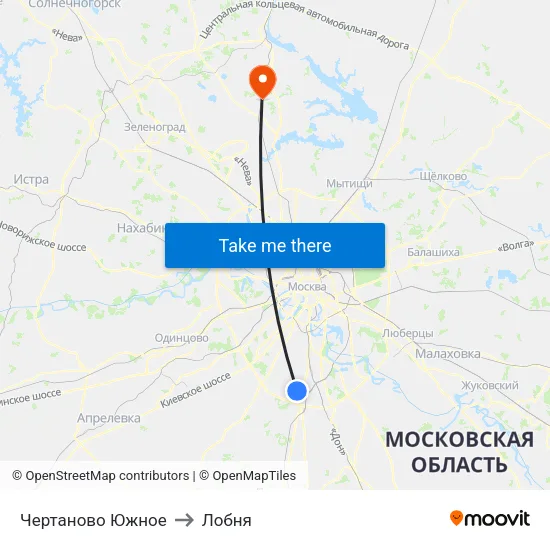 Чертаново Южное to Лобня map