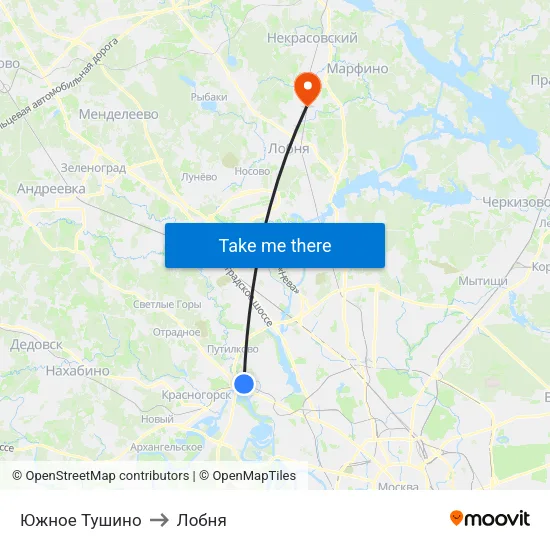 Южное Тушино to Лобня map
