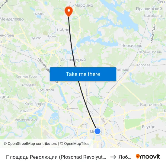 Площадь Революции (Ploschad Revolyutsii) to Лобня map