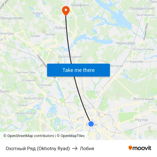 Охотный Ряд (Okhotny Ryad) to Лобня map