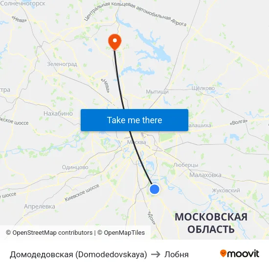 Домодедовская (Domodedovskaya) to Лобня map