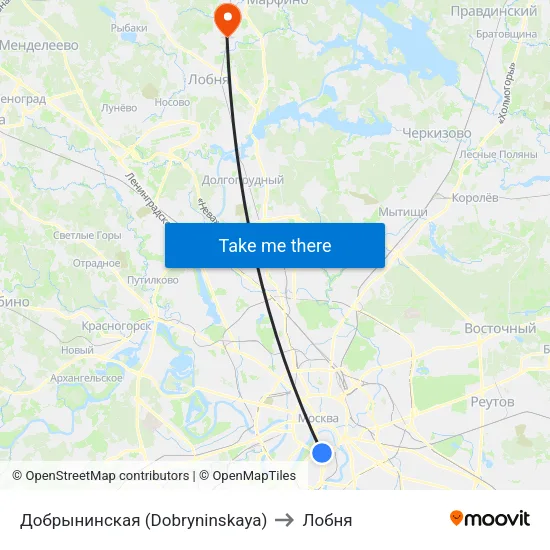Добрынинская (Dobryninskaya) to Лобня map