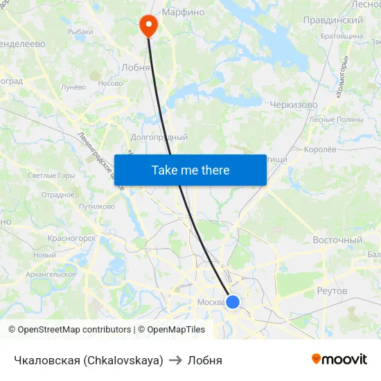 Чкаловская (Chkalovskaya) to Лобня map