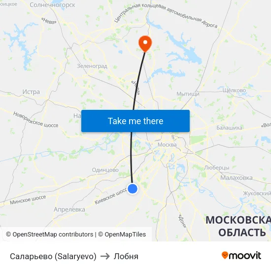 Саларьево (Salaryevo) to Лобня map