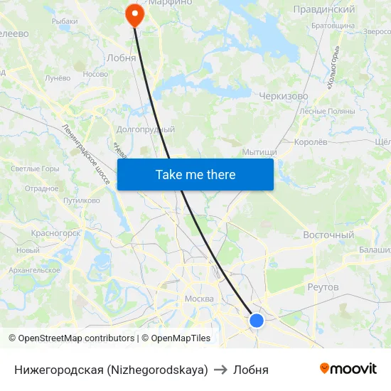 Нижегородская (Nizhegorodskaya) to Лобня map