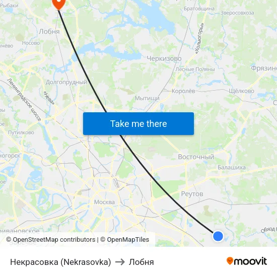 Некрасовка (Nekrasovka) to Лобня map