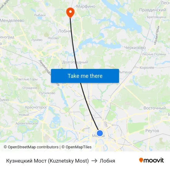 Кузнецкий Мост (Kuznetsky Most) to Лобня map