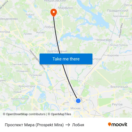 Проспект Мира (Prospekt Mira) to Лобня map